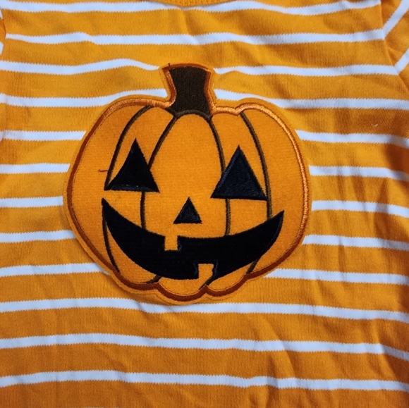 Orange Stripped Halloween Footed Sleeper, Kid's 3M - Picture 3 of 7